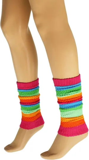 1 Pair Women's Colorful Cotton Knitted Leg Warmers 21 Inches Soft and Stretchy
