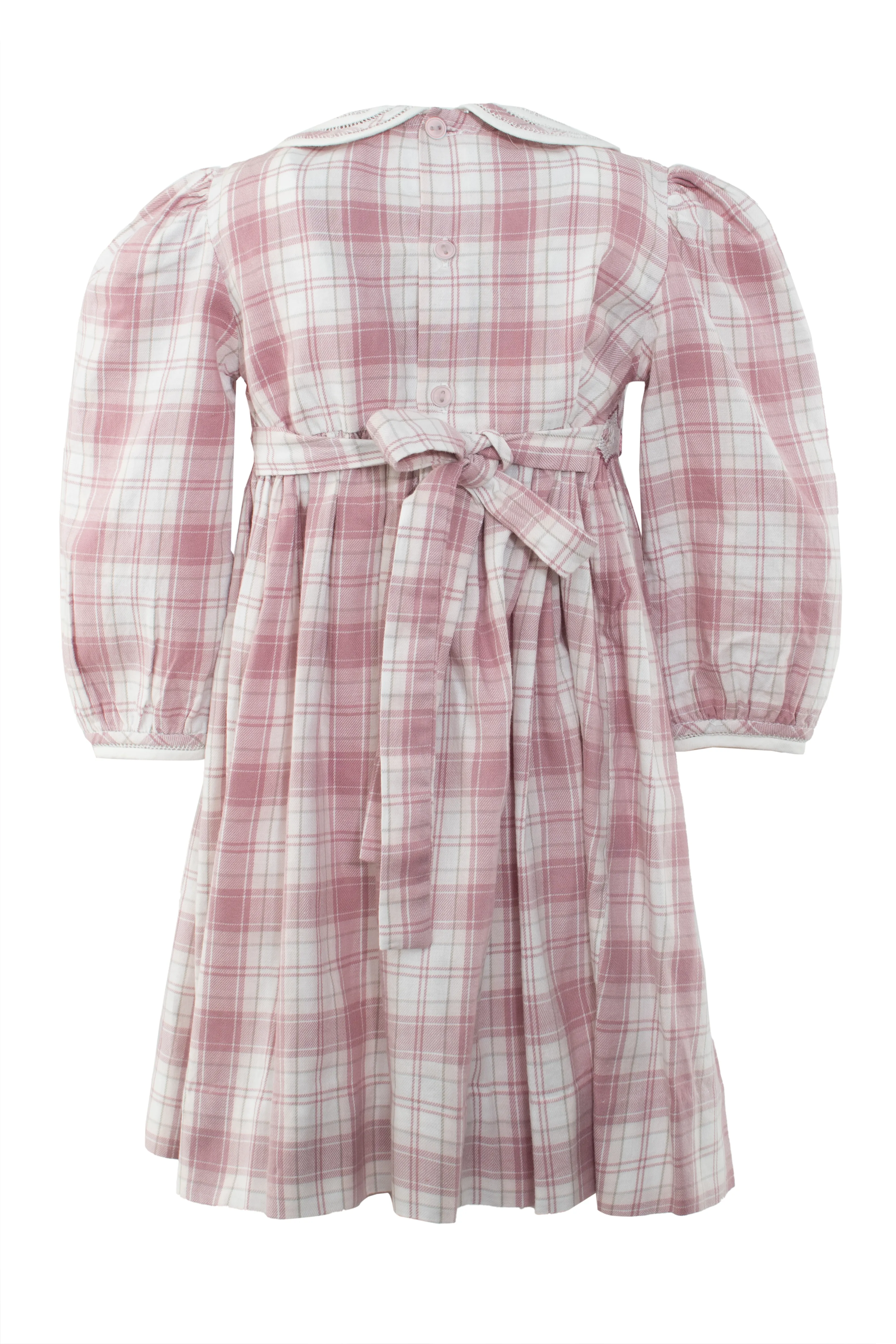 30031-Mauve Heathered Baby Girl Plaid Long Sleeve Dress