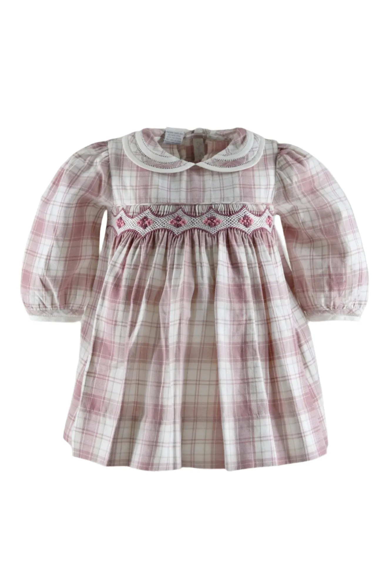 30031-Mauve Heathered Baby Girl Plaid Long Sleeve Dress