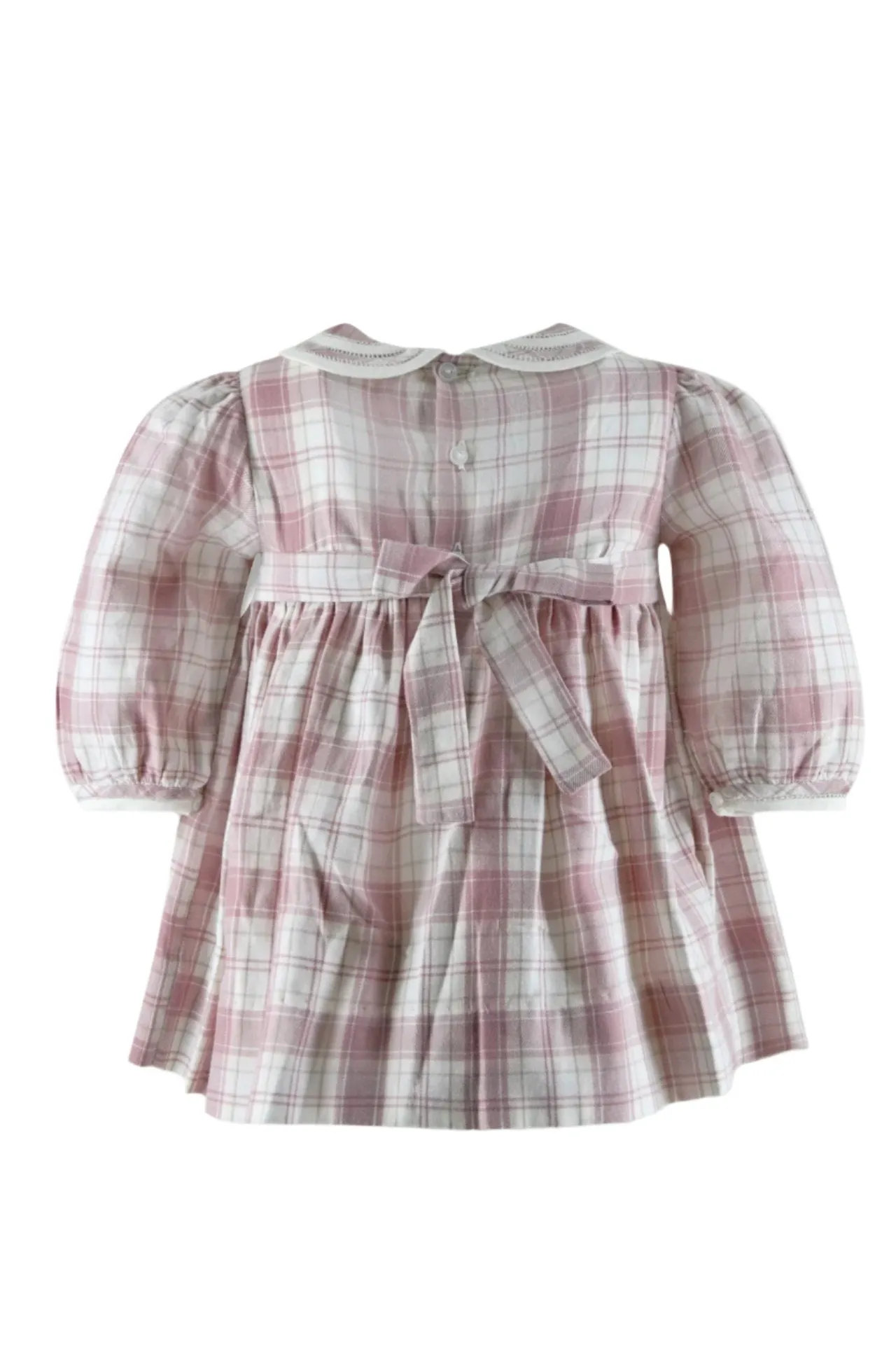 30031-Mauve Heathered Baby Girl Plaid Long Sleeve Dress