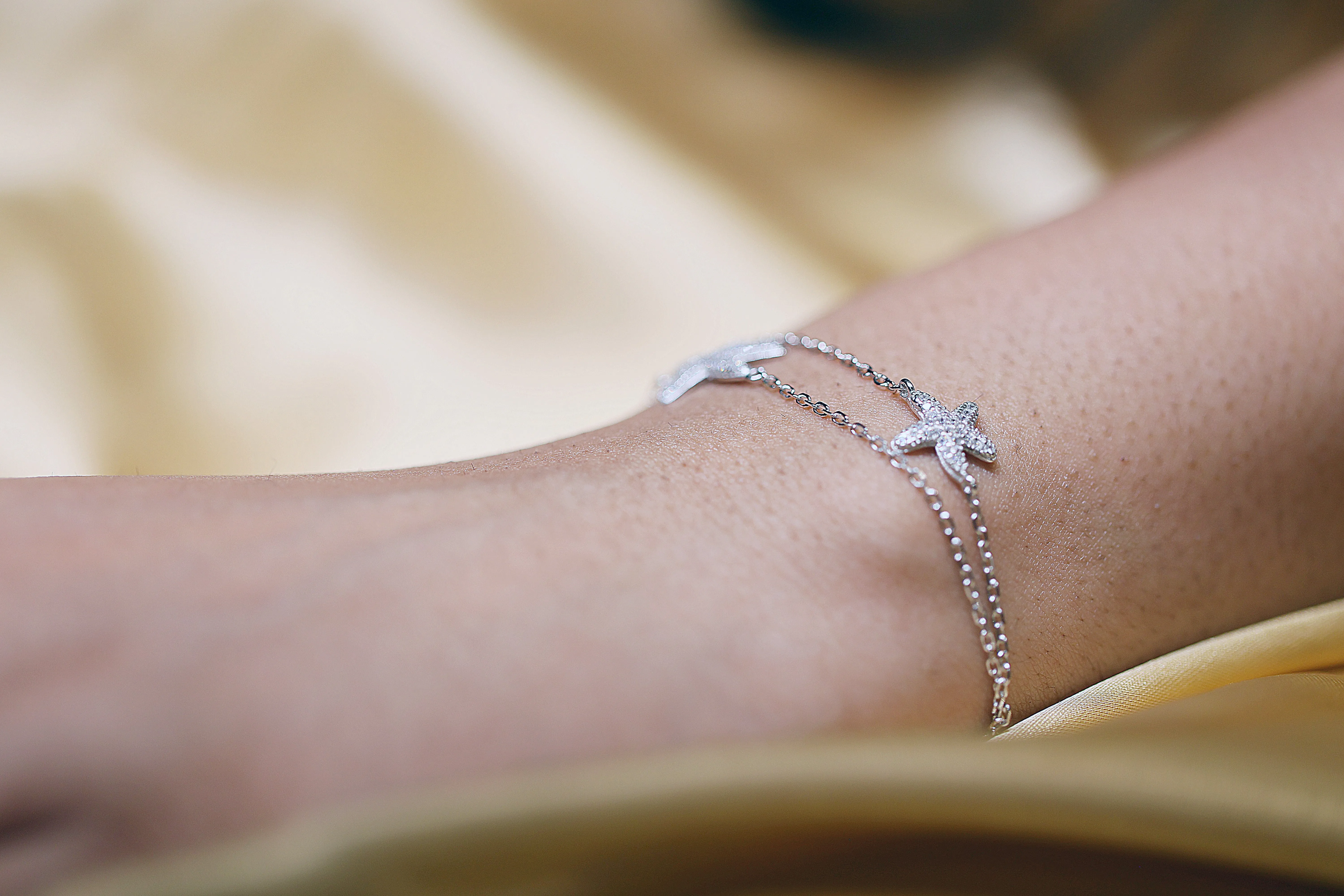 92.5 Silver Silver dual strand starfish bracelet