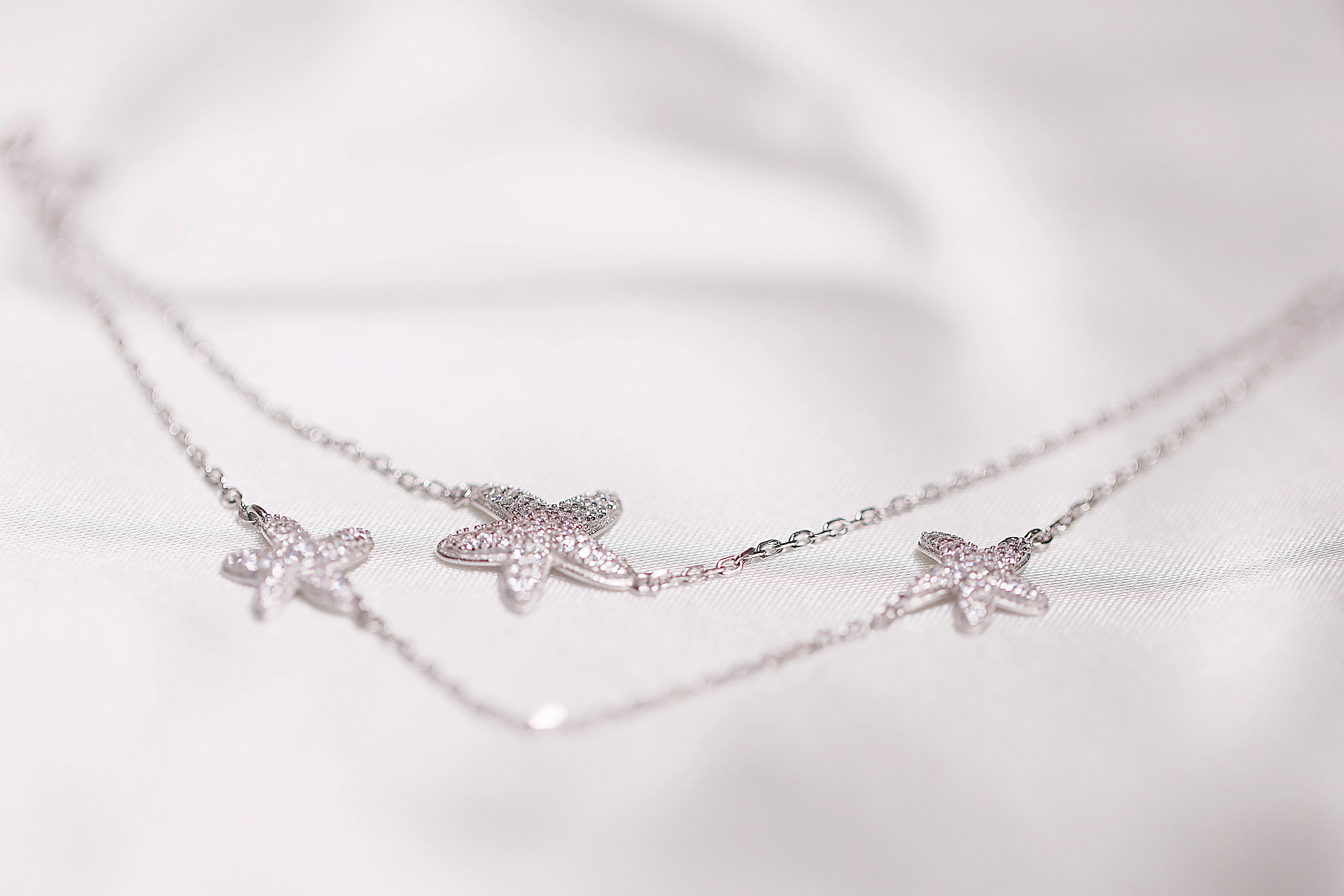 92.5 Silver Silver dual strand starfish bracelet
