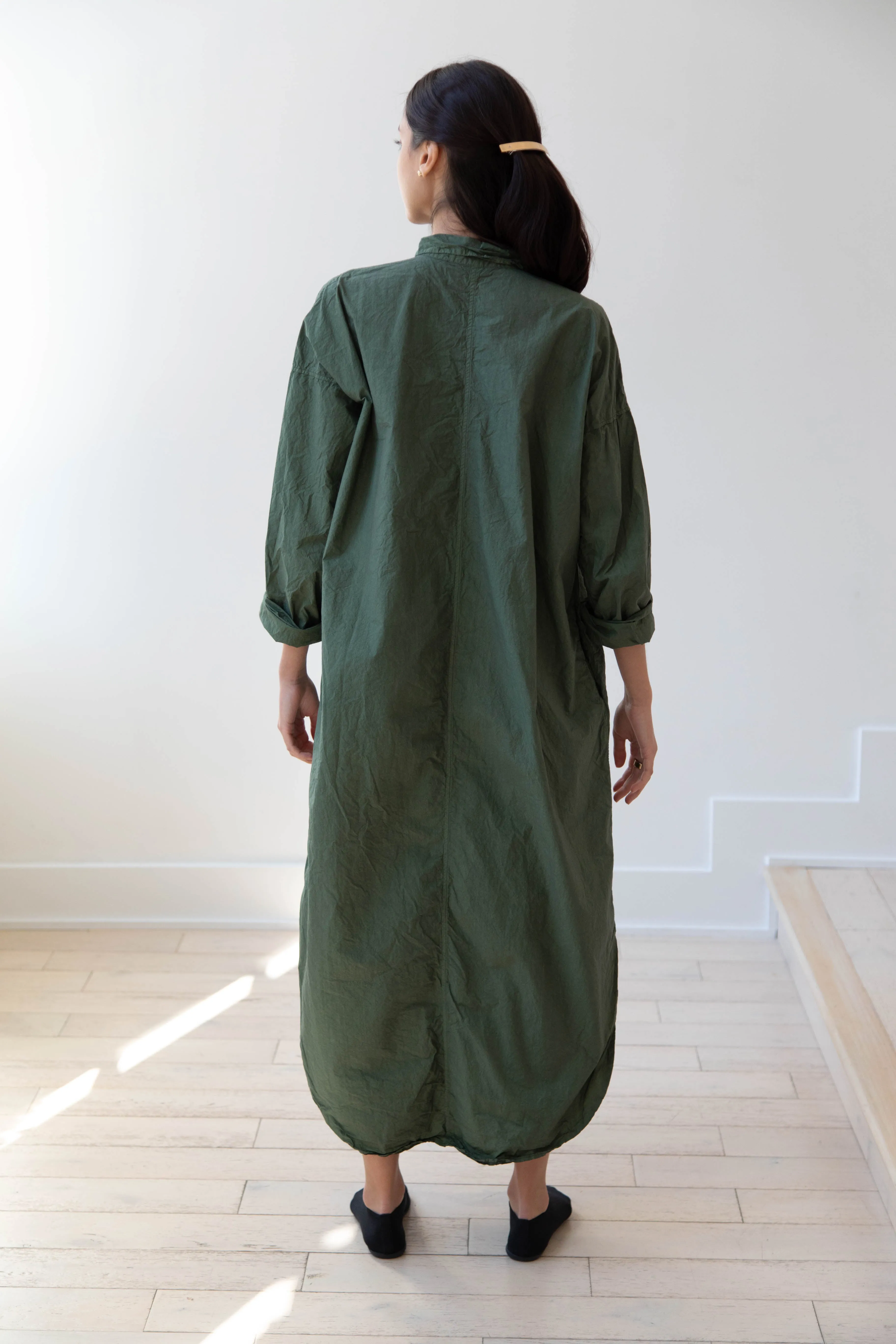 Album di Famiglia | TC Cotton Long Shirt Dress in Green