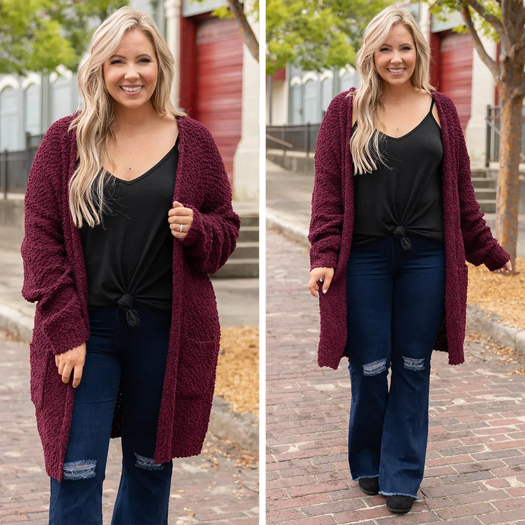 All The Warmth Cardigan, Burgundy