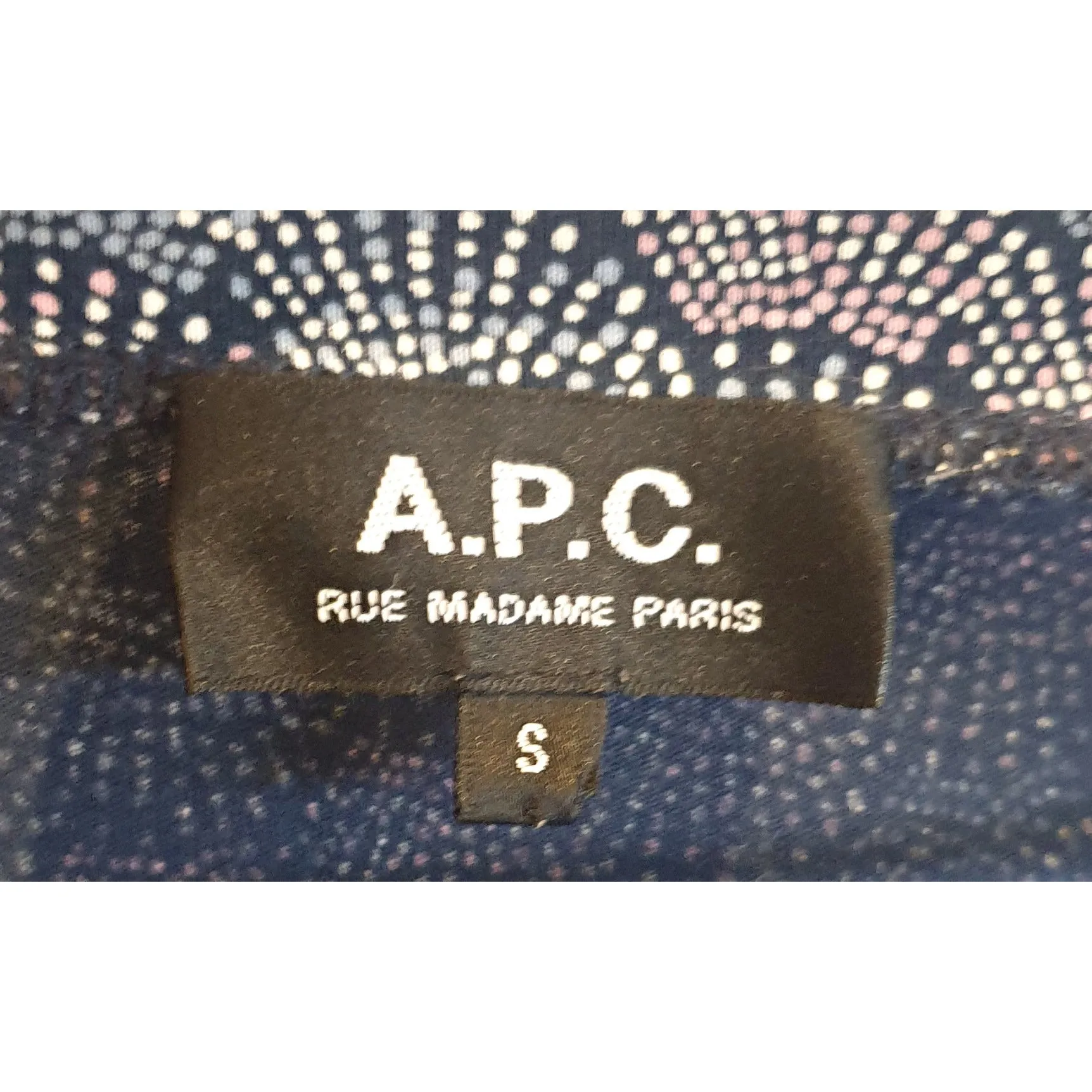 A.P.C. blue and pink dot print long sleeve tee shirt style dress size S (best fits size 8)