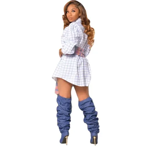 Bea Plaid Dress Shirt with Waist Belt  Elegant Vintage Button Down Dress