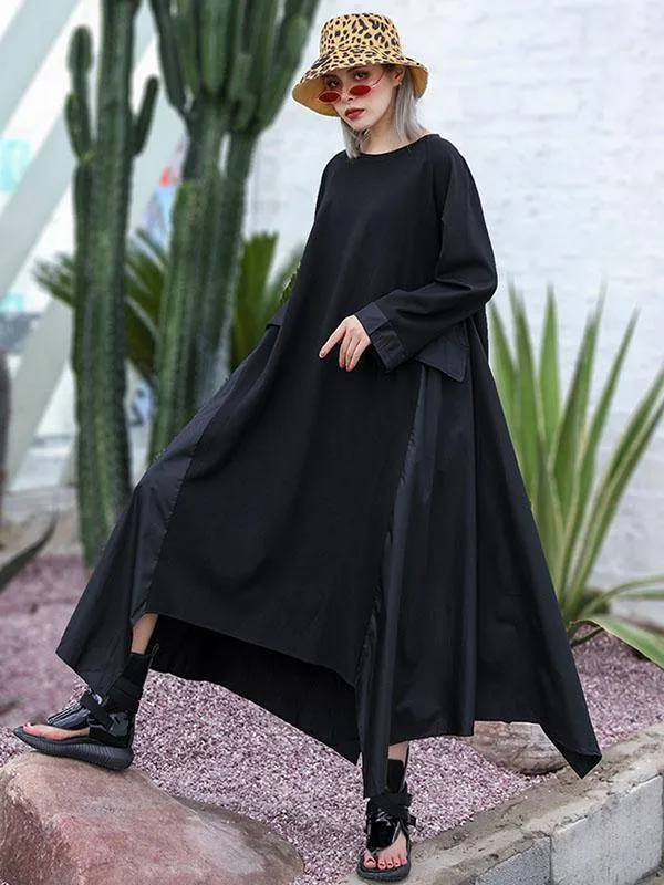 Black Loose A-line Long Sleeves Dresses