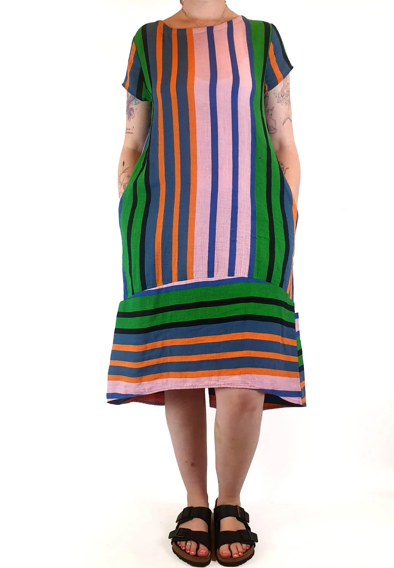 Boom Shankar colourful striped maxi dress size 12