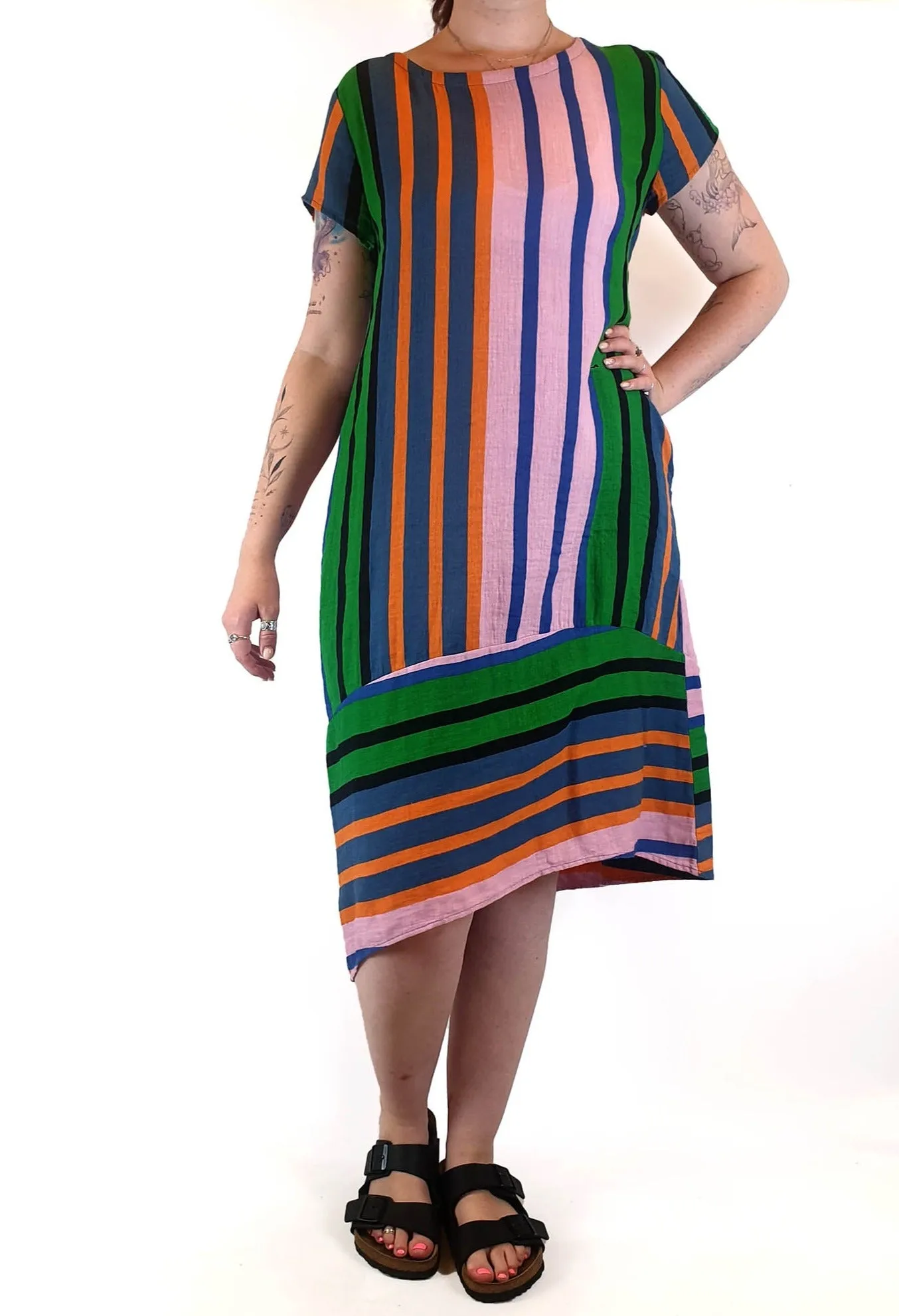 Boom Shankar colourful striped maxi dress size 12