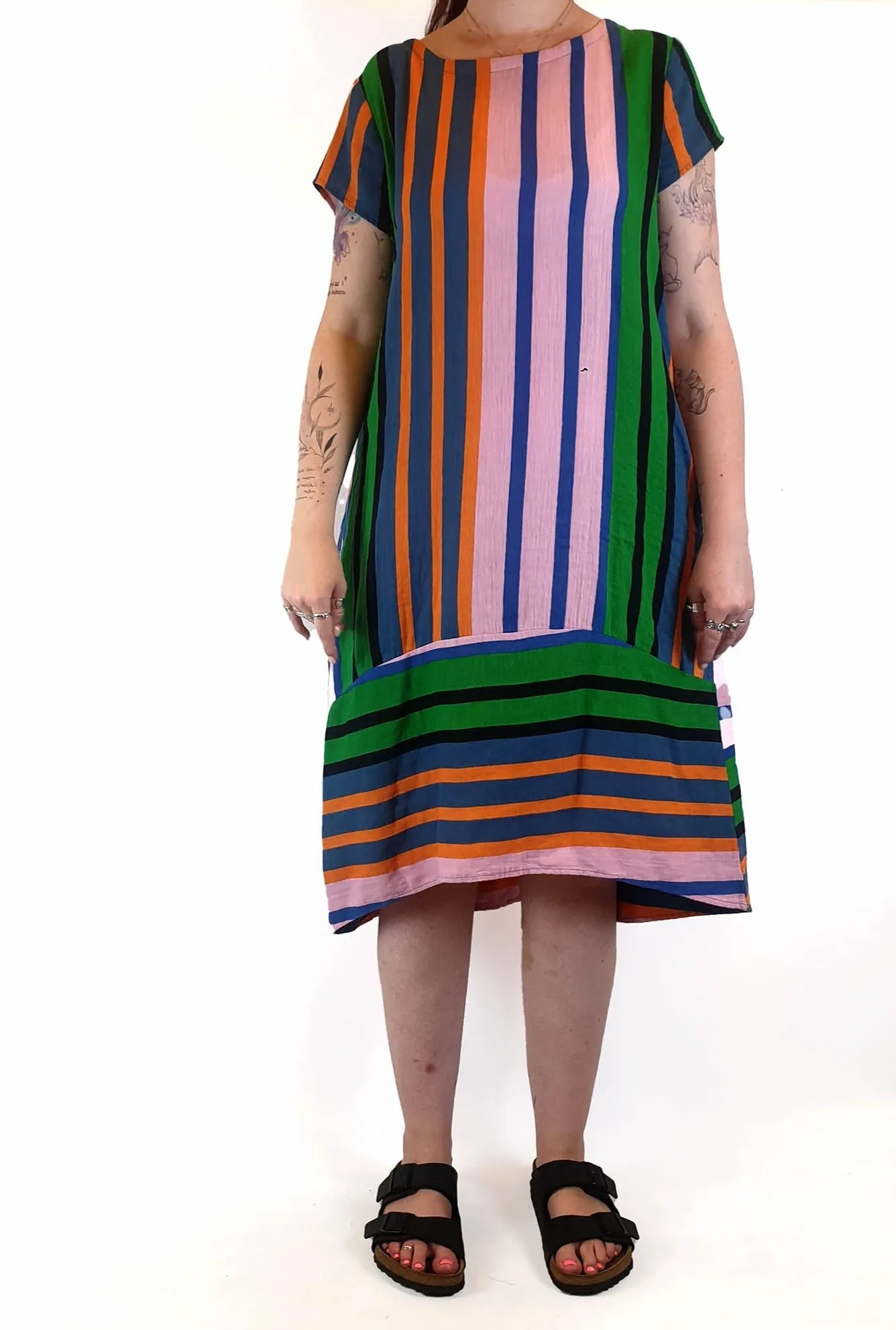 Boom Shankar colourful striped maxi dress size 12