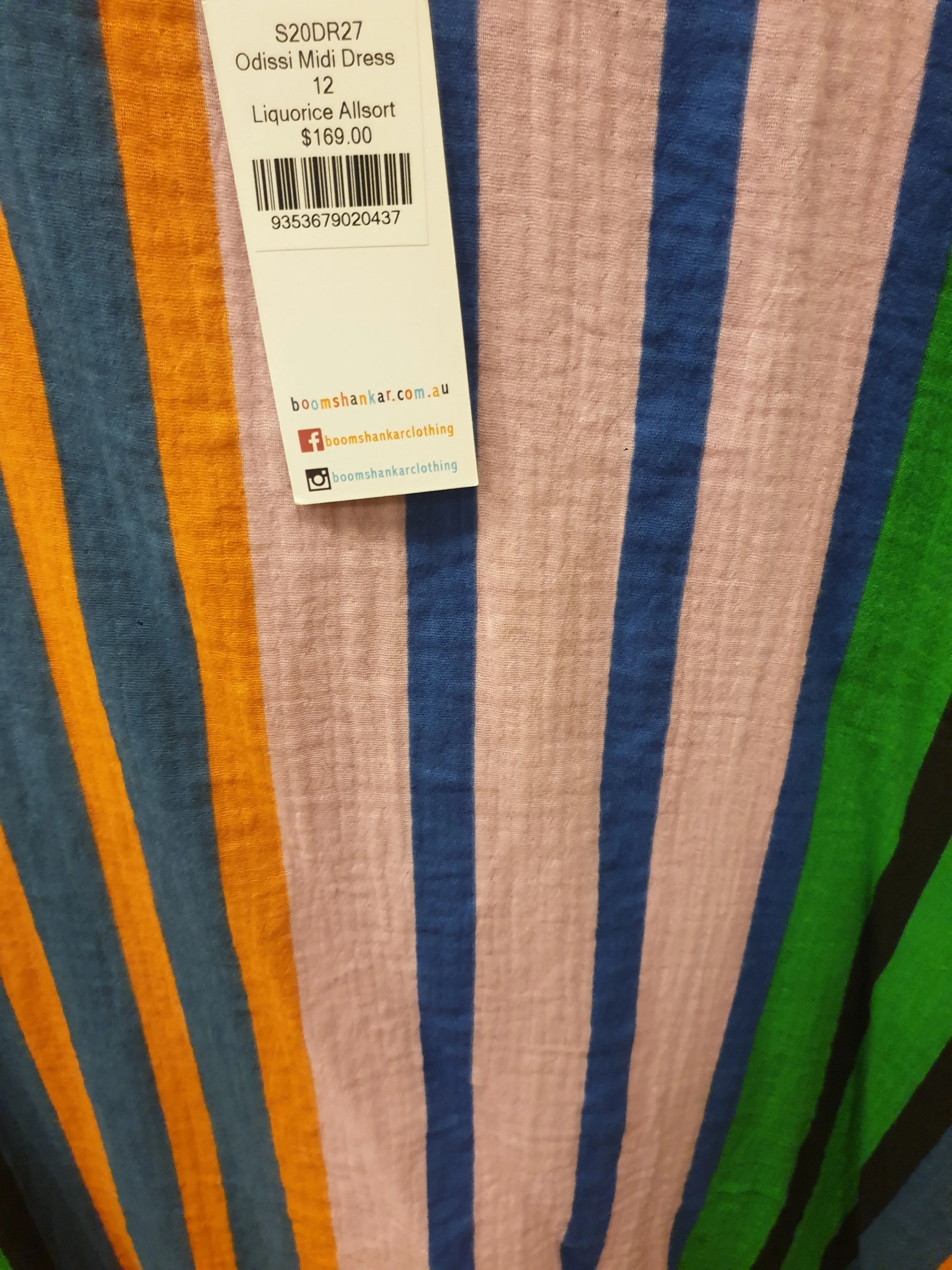 Boom Shankar colourful striped maxi dress size 12