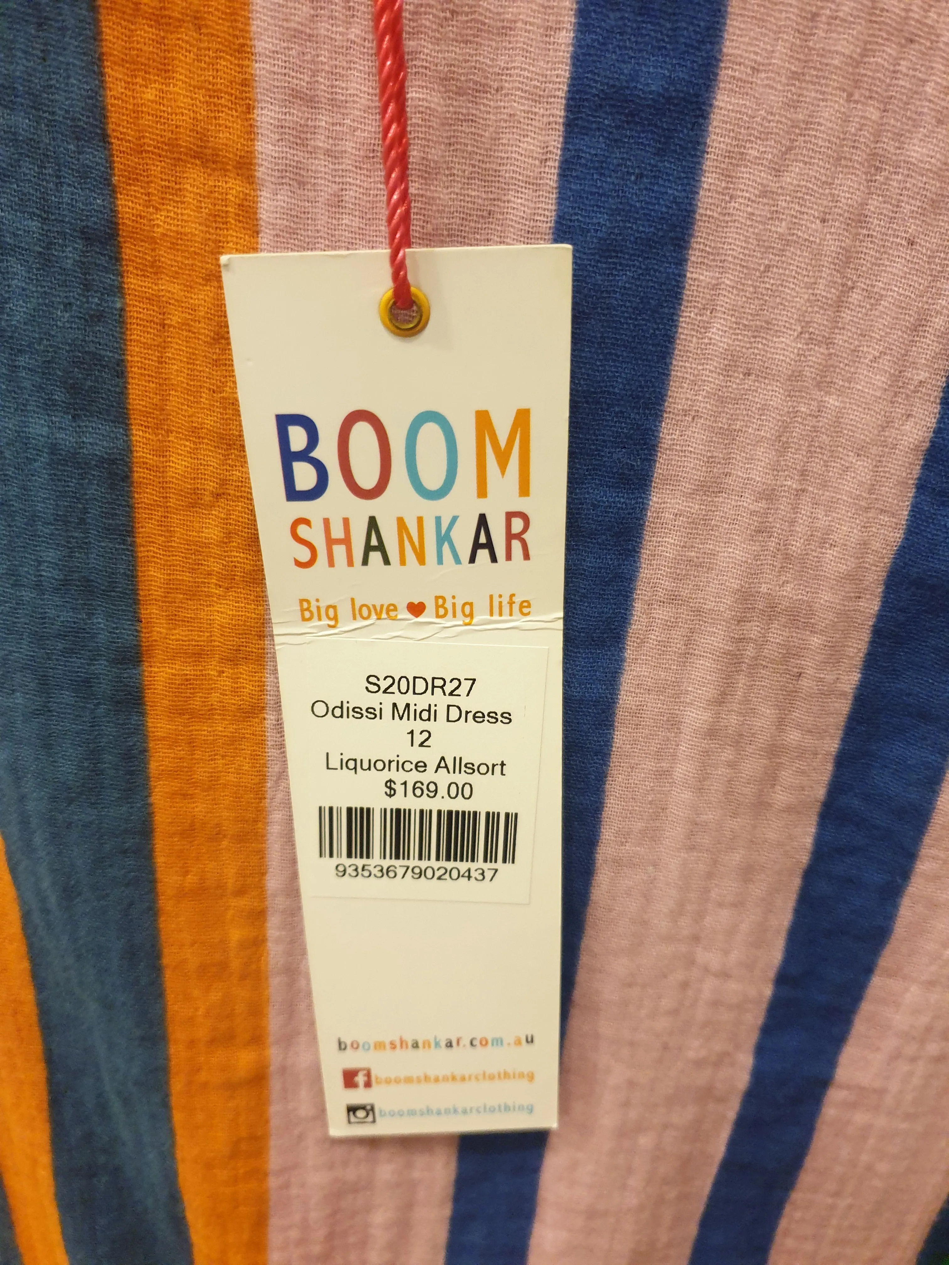 Boom Shankar colourful striped maxi dress size 12