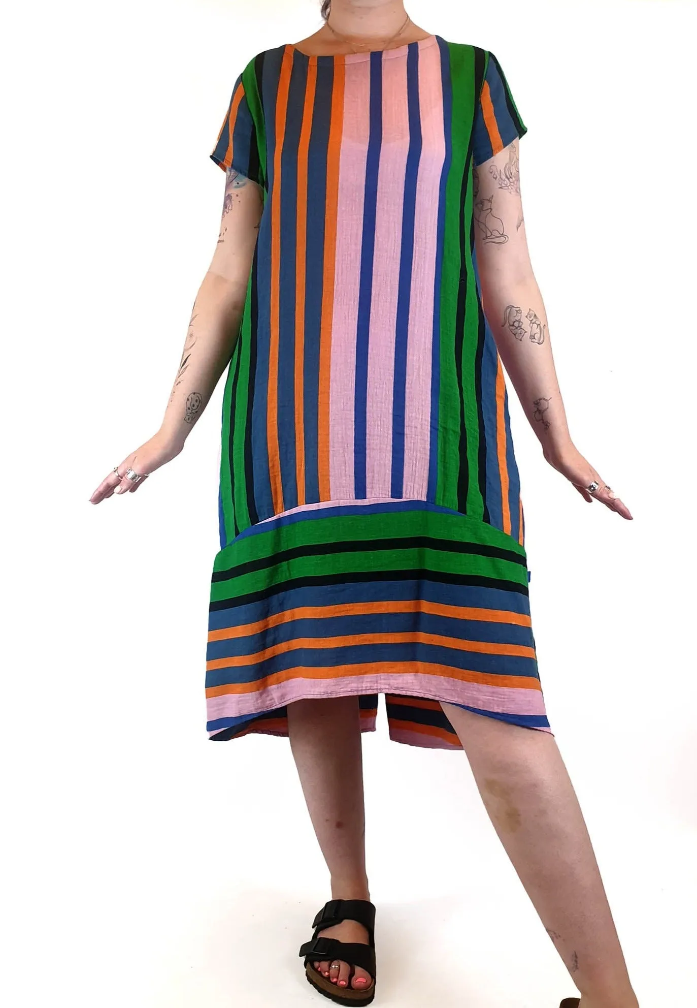 Boom Shankar colourful striped maxi dress size 12