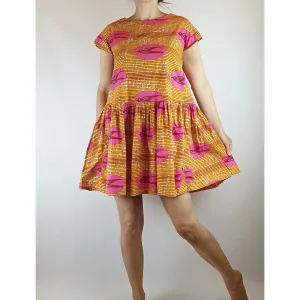 Boom Shankar unique brown and pink print oversize dress size 8