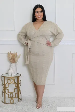 Cable Print Knit Midi Dress - PLUS