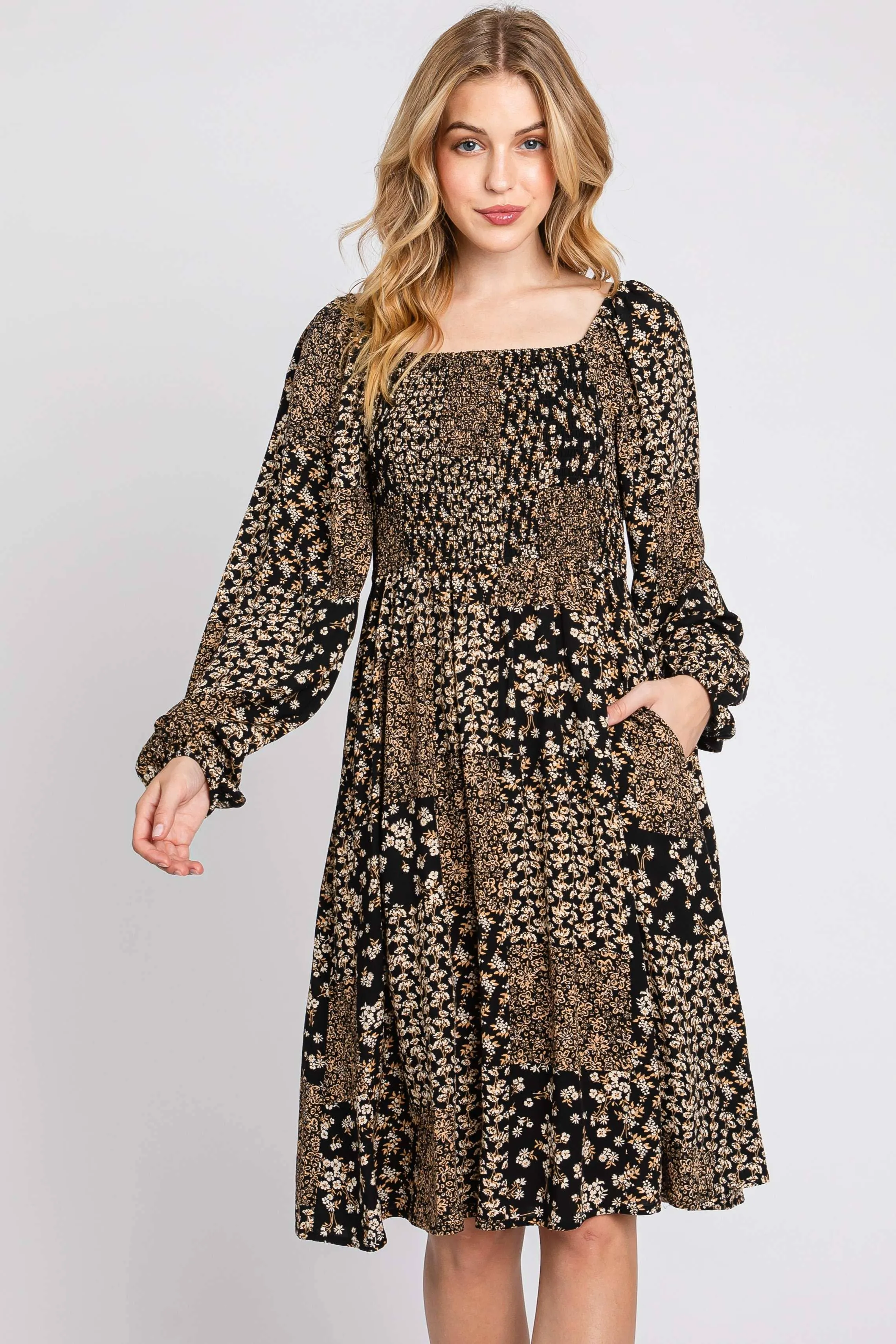 Cassie Smocked Long Sleeve Dress
