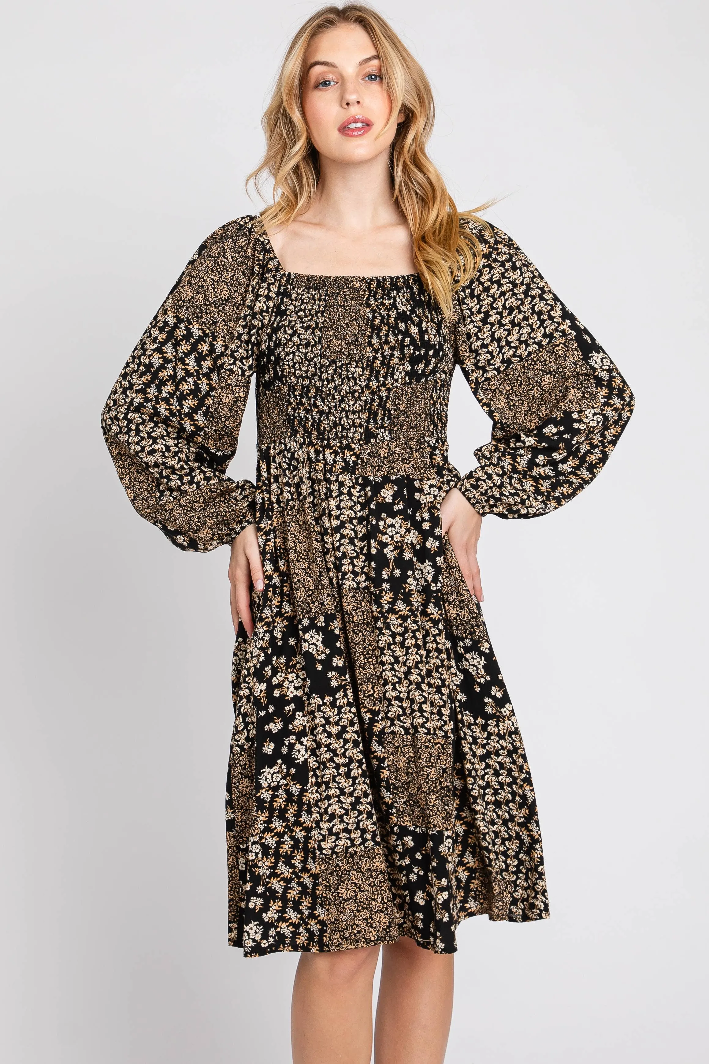 Cassie Smocked Long Sleeve Dress