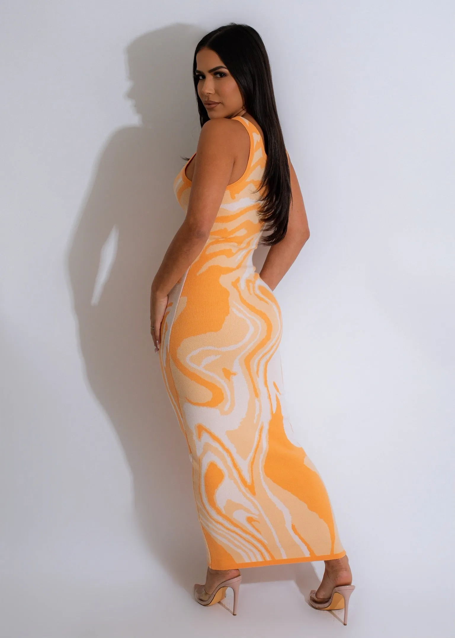 Casual Moment Sweater Maxi Dress Orange