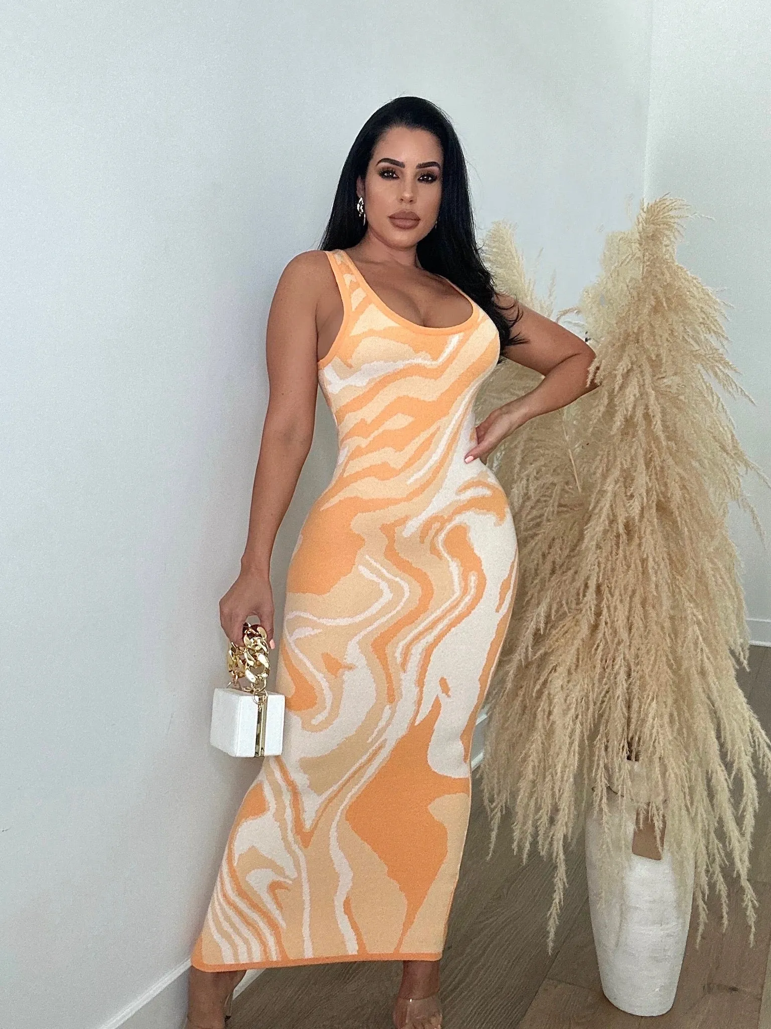 Casual Moment Sweater Maxi Dress Orange