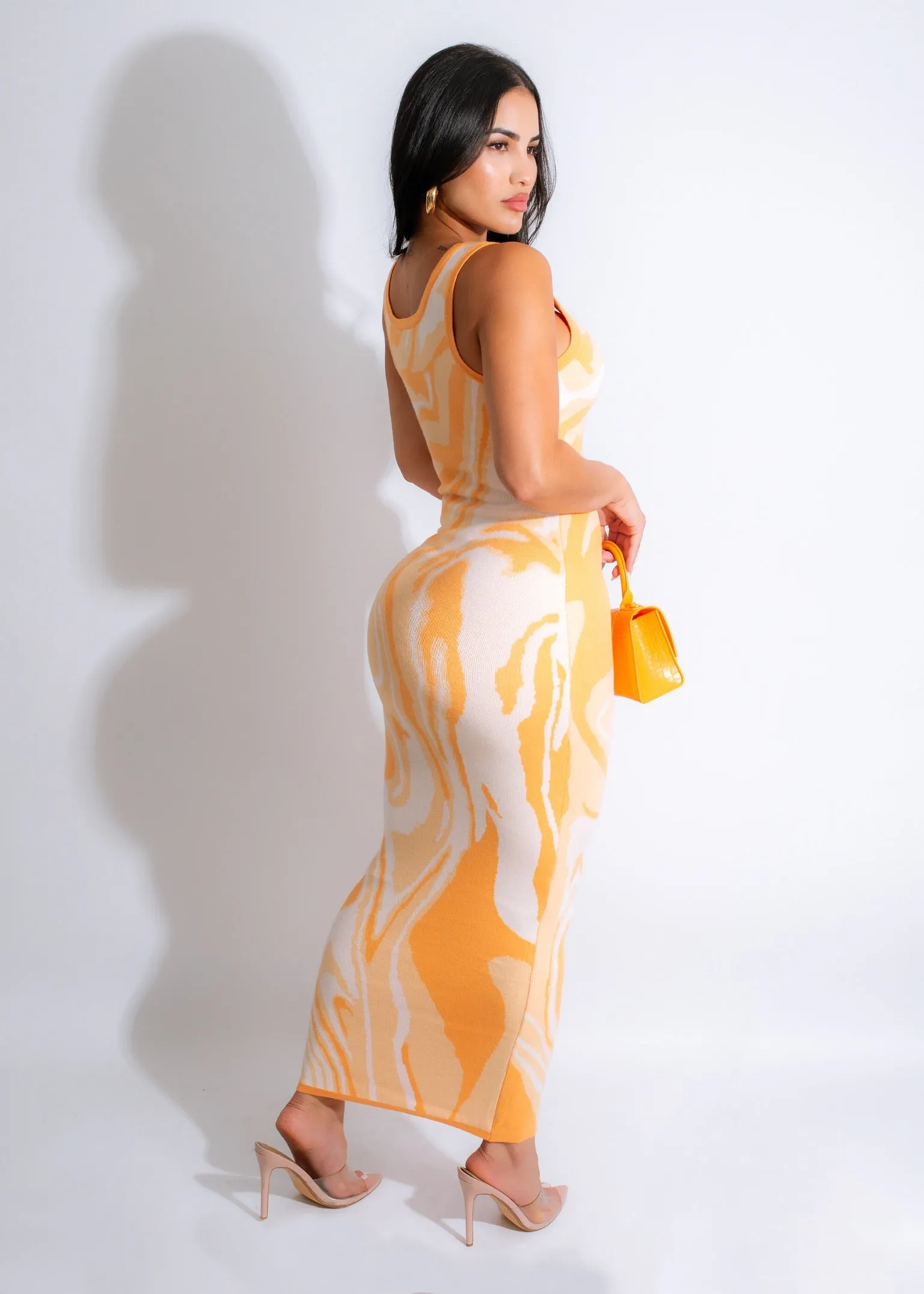 Casual Moment Sweater Maxi Dress Orange