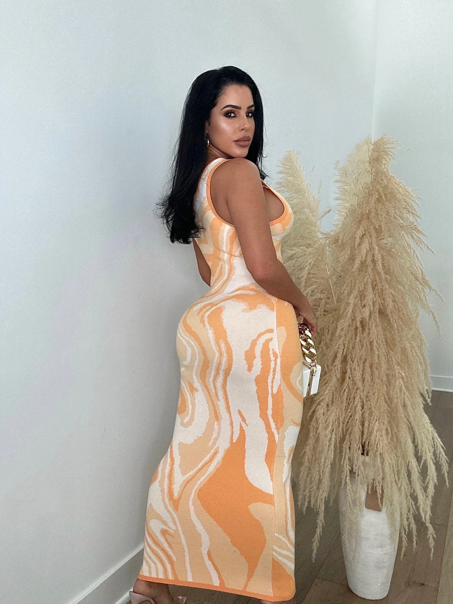 Casual Moment Sweater Maxi Dress Orange