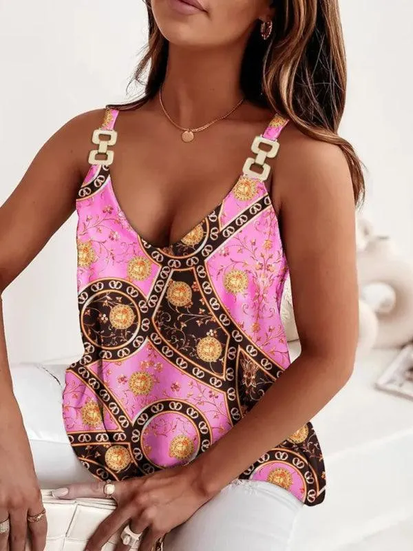 Chic Chain Link Print Sleeveless Tank Top for Women by Jakoto
