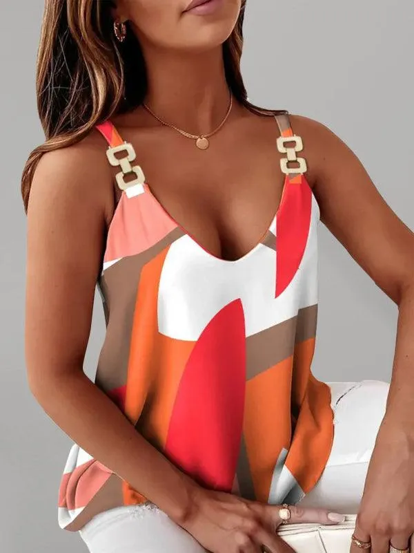 Chic Chain Link Print Sleeveless Tank Top for Women by Jakoto