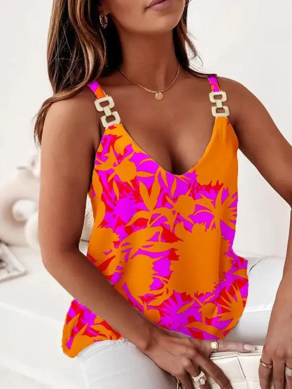 Chic Chain Link Print Sleeveless Tank Top for Women by Jakoto