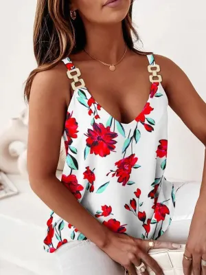 Chic Chain Link Print Sleeveless Tank Top for Women by Jakoto