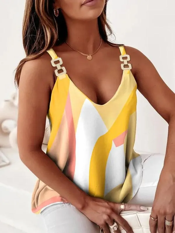 Chic Chain Link Print Sleeveless Tank Top for Women by Jakoto