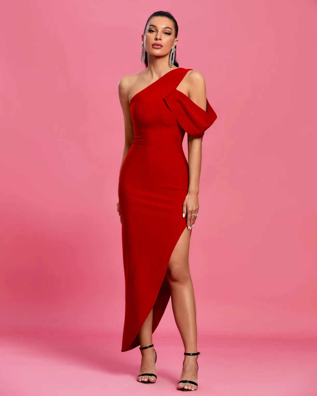 Chic One-Shoulder Bandage Maxi Dress