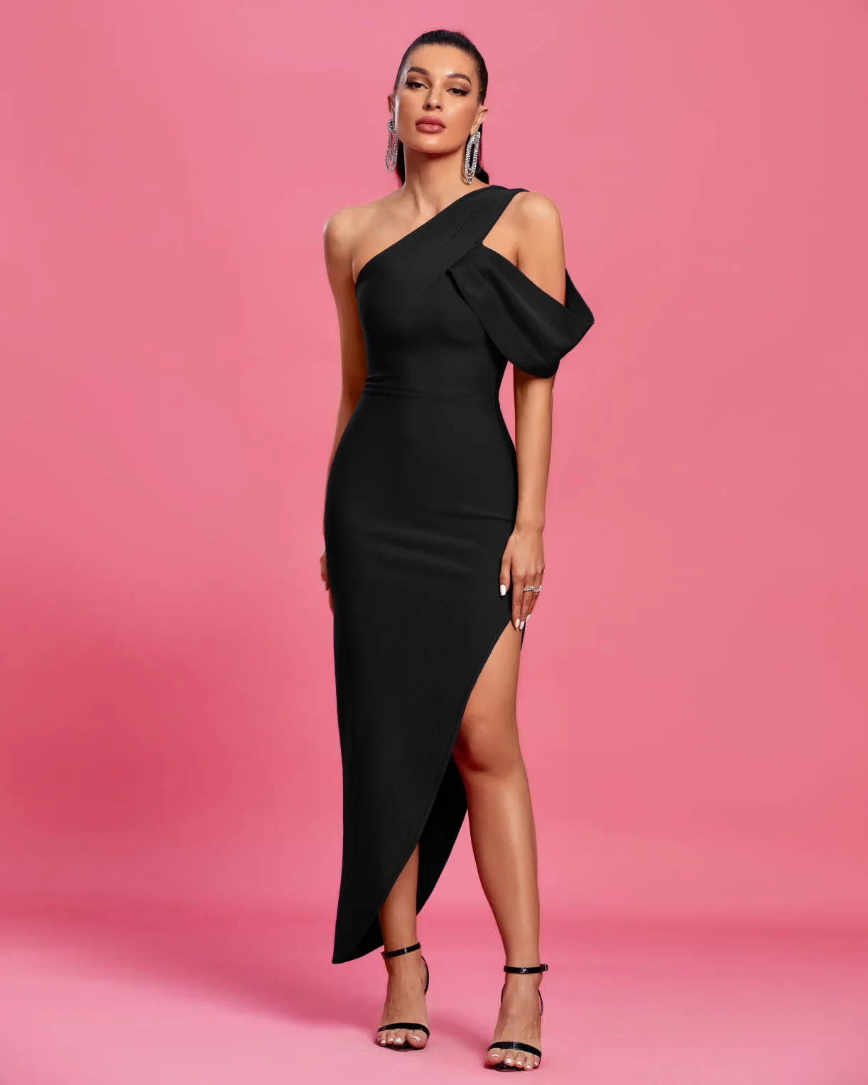 Chic One-Shoulder Bandage Maxi Dress