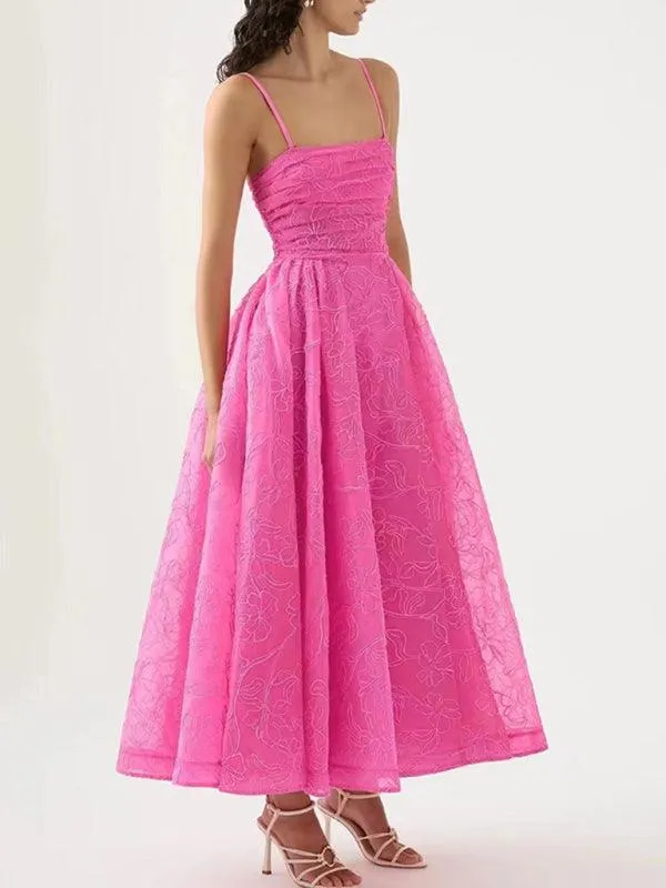 Chic Strapless Maxi Dress with Unique Sling Waist - Timeless Romance