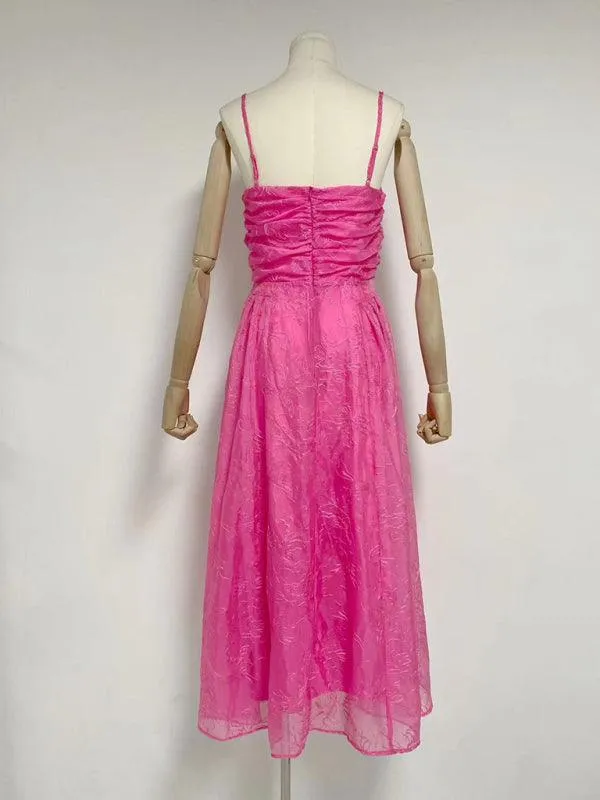 Chic Strapless Maxi Dress with Unique Sling Waist - Timeless Romance
