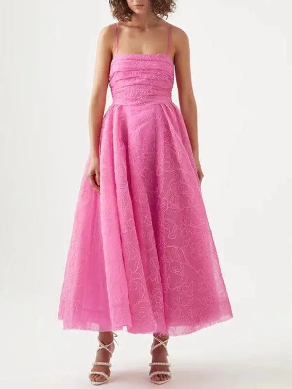 Chic Strapless Maxi Dress with Unique Sling Waist - Timeless Romance