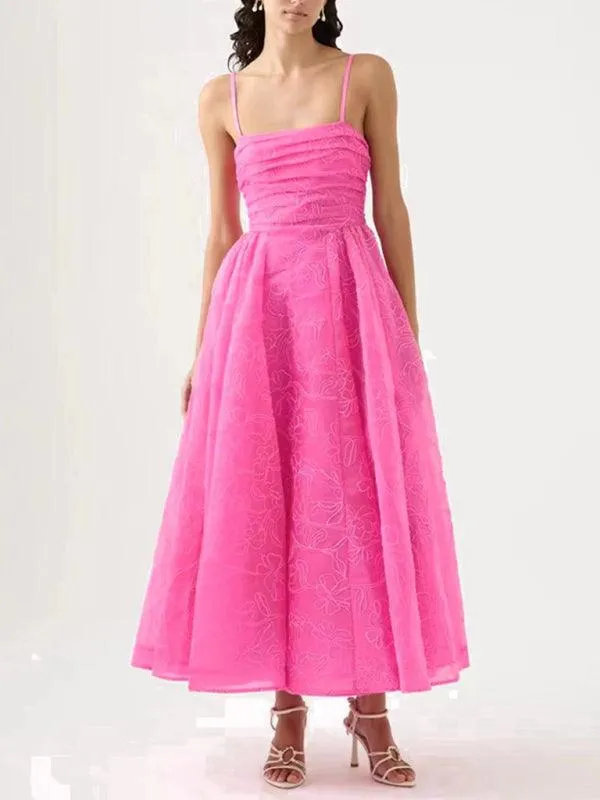 Chic Strapless Maxi Dress with Unique Sling Waist - Timeless Romance