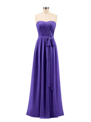Chiffon Strapless Bridesmaid Gown with Sash-Regency Plus Size