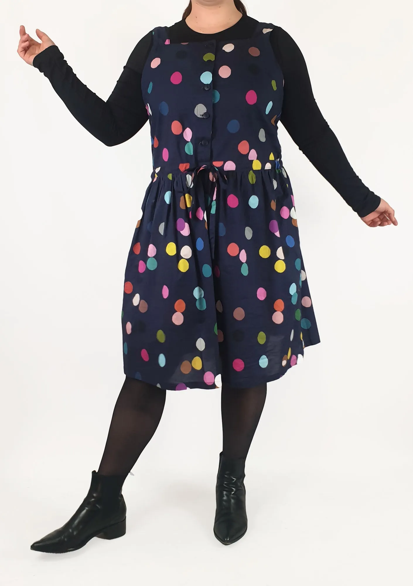 Doops navy polka dot dress size XL