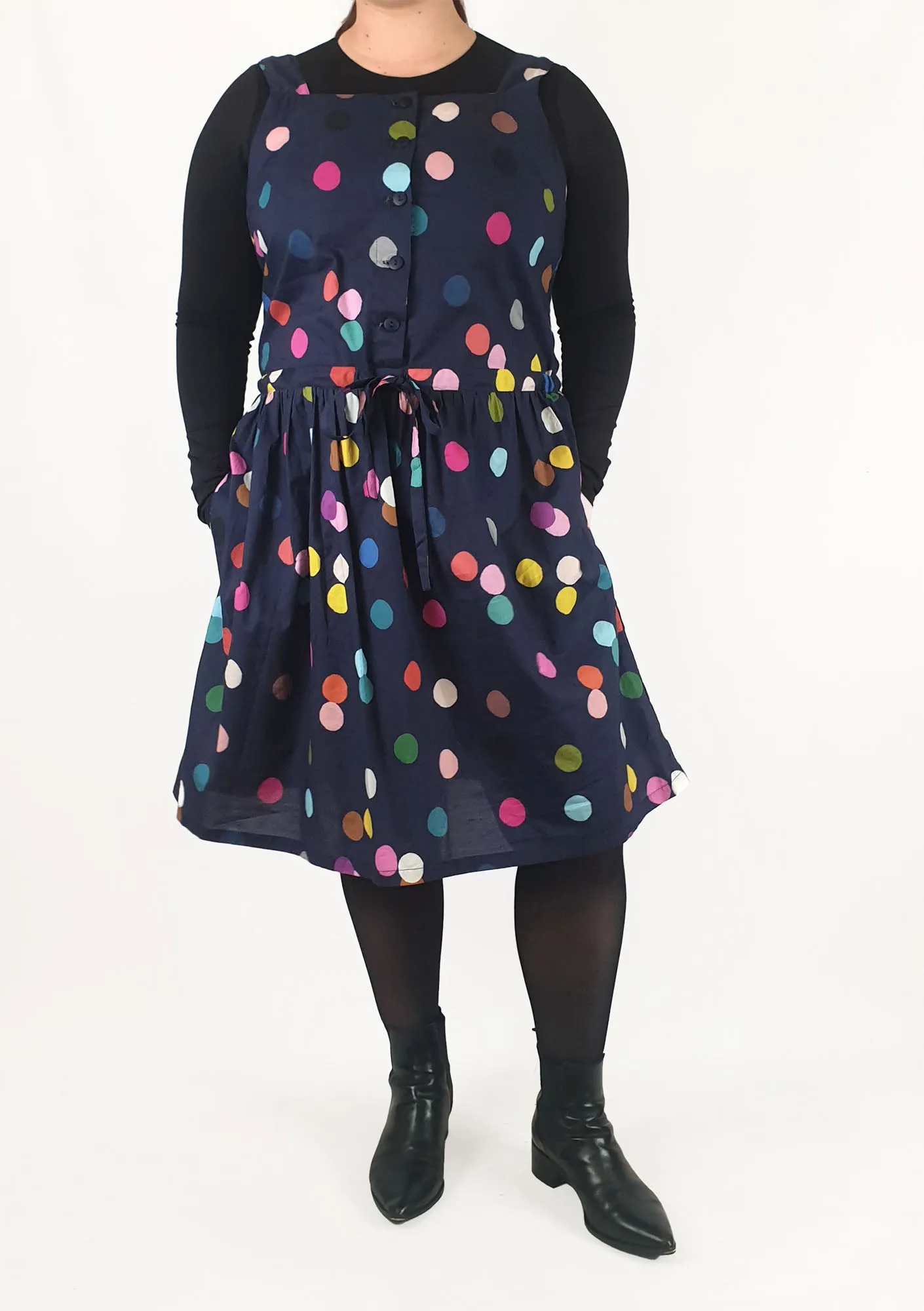 Doops navy polka dot dress size XL