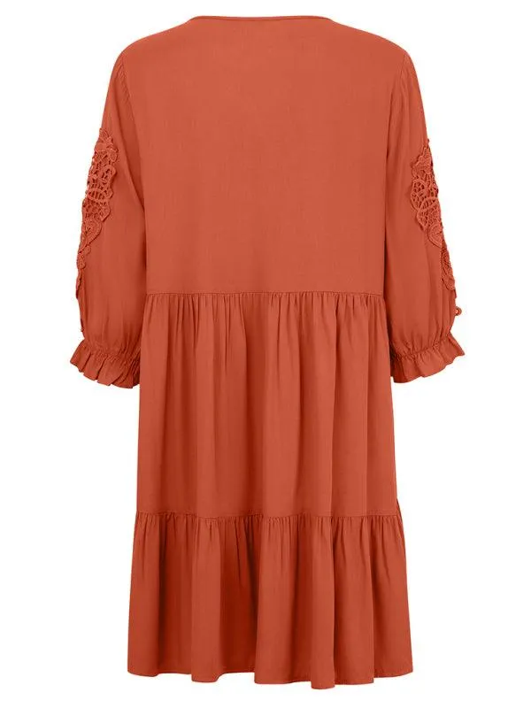 Effortlessly Elegant Viscose Dress with Unique Waist Detail - Casual Chic
