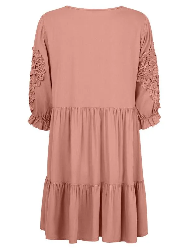 Effortlessly Elegant Viscose Dress with Unique Waist Detail - Casual Chic