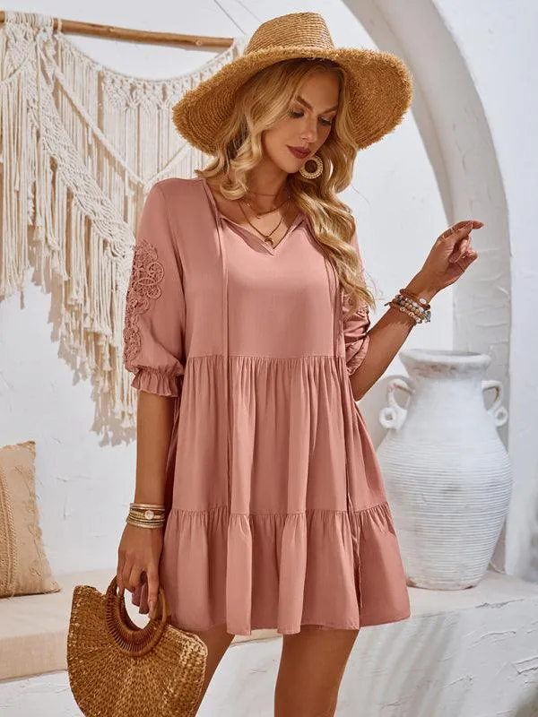Effortlessly Elegant Viscose Dress with Unique Waist Detail - Casual Chic