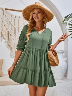 Effortlessly Elegant Viscose Dress with Unique Waist Detail - Casual Chic