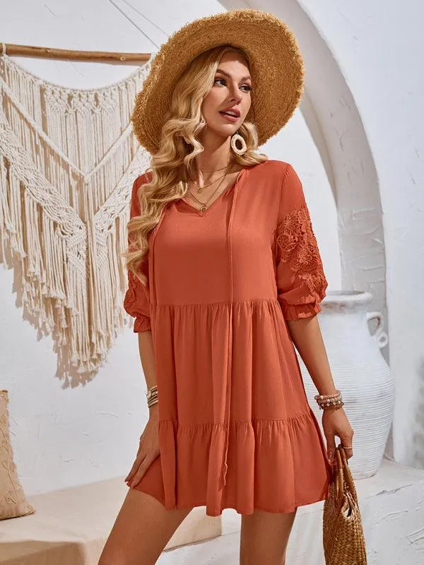 Effortlessly Elegant Viscose Dress with Unique Waist Detail - Casual Chic
