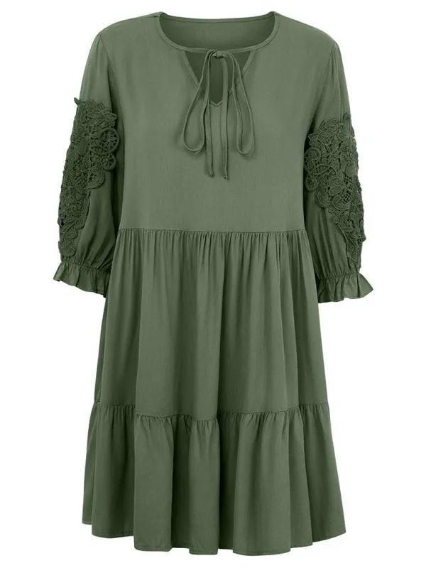 Effortlessly Elegant Viscose Dress with Unique Waist Detail - Casual Chic