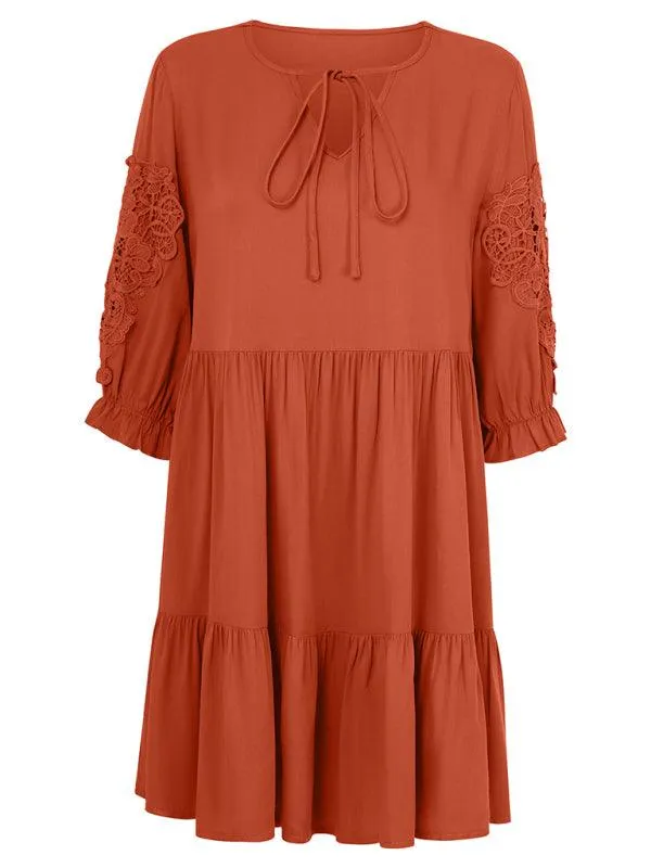 Effortlessly Elegant Viscose Dress with Unique Waist Detail - Casual Chic