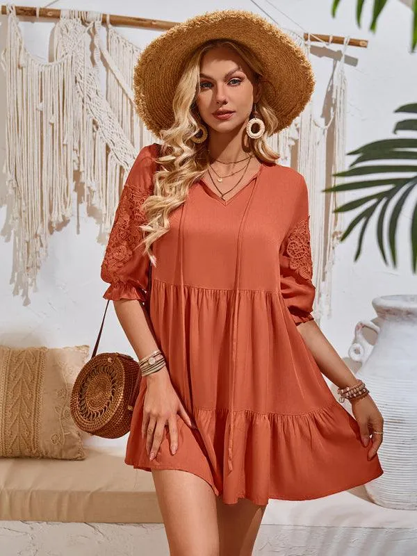 Effortlessly Elegant Viscose Dress with Unique Waist Detail - Casual Chic