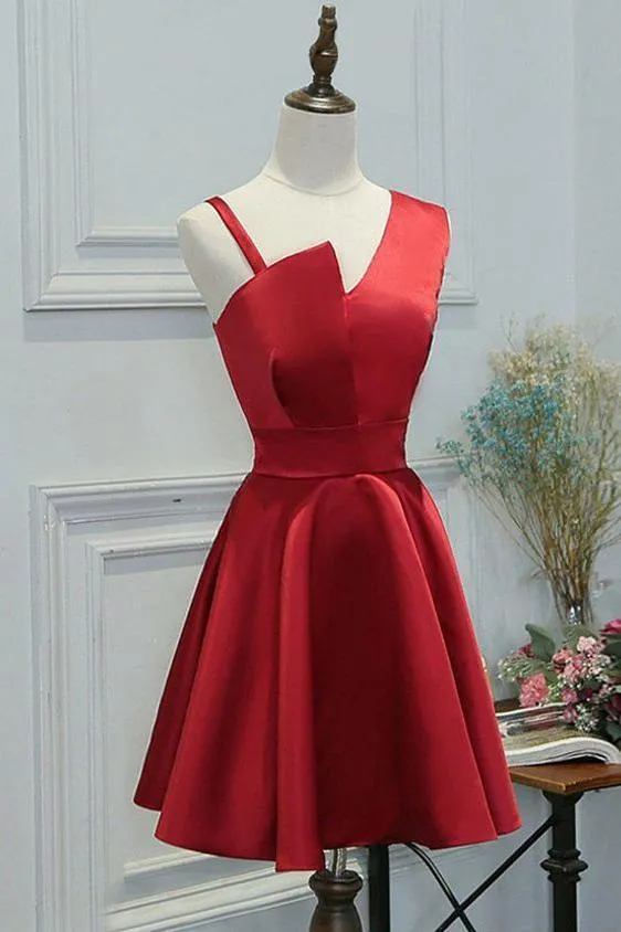 Elegant Simple Unique Red Short Cheap Homecoming Dresses Online, BDY0279