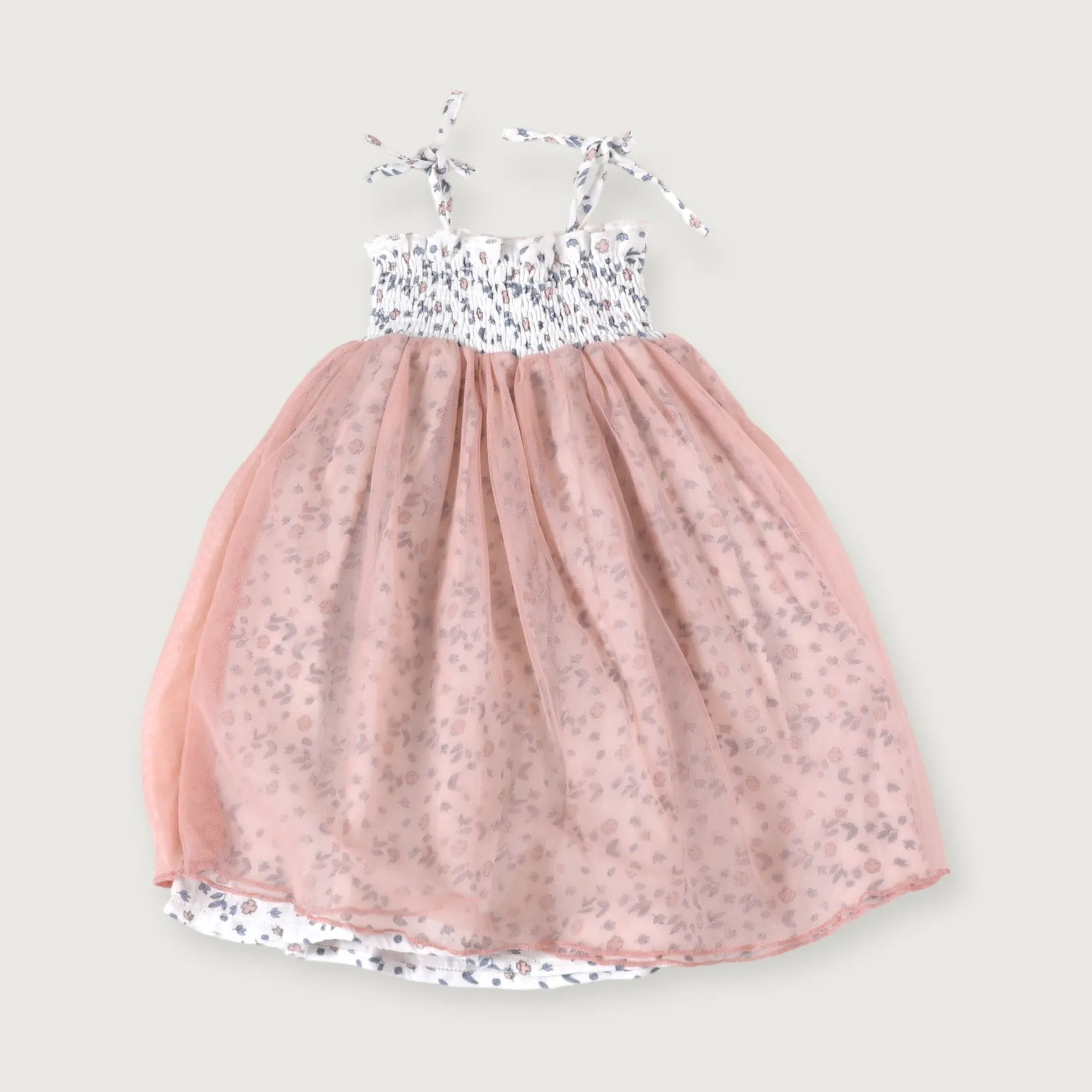 Emma Smocked Baby Tutu Dress   Bloomer - Blue & Pink Floral
