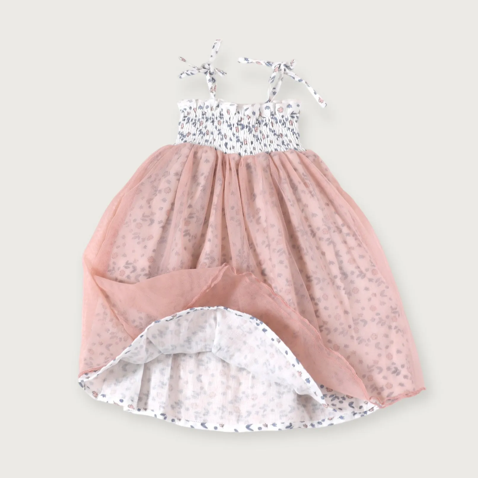 Emma Smocked Baby Tutu Dress   Bloomer - Blue & Pink Floral